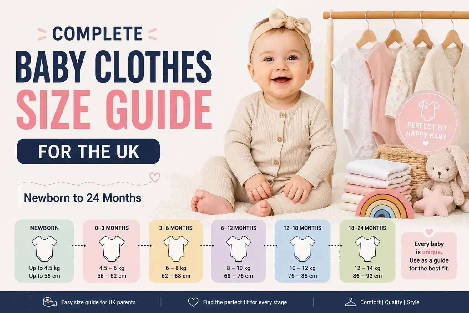 Complete Baby Clothes Size Guide for the UK: Newborn to 24 Months