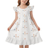 Girls' White Patterned Short Sleeve Sleepwear Dress