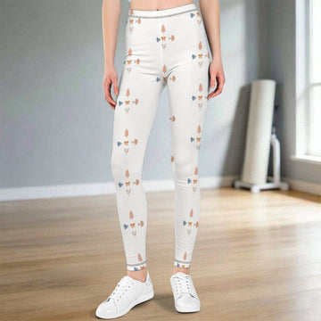 180GSM Girls' White Geometric Patterned Leggings