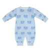 Cute Elephant Print Light Blue Baby Cotton Romper