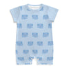 190GSM Light Blue Elephant Baby Cotton Romper