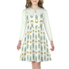 Cute Bunny & Moon Collar Long Sleeve Girls Dress | AOP