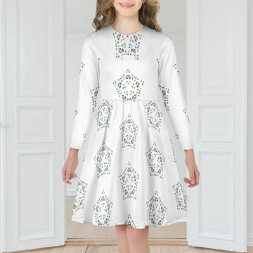 Girls' Geometric Star Long Sleeve Dress
