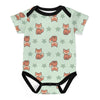 Cute Fox Print Short Sleeve Baby Romper | 220gsm