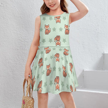 Cute Fox Print Girls Tank Dress | Custom All-Over Print