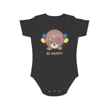 Be Happy Bear design baby bodysuit