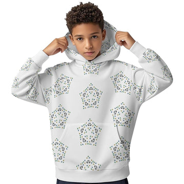 White Star Floral Print Kids' Hooded Sweatshirt