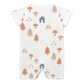 190GSM White Forest Pattern Baby Short Romper