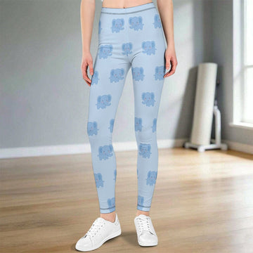 Girls' Blue Geometric Print Yoga Leggings (180GSM)