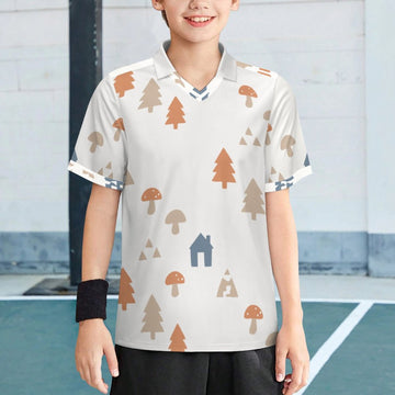 160GSM White Forest Pattern Kids' Soccer Jersey
