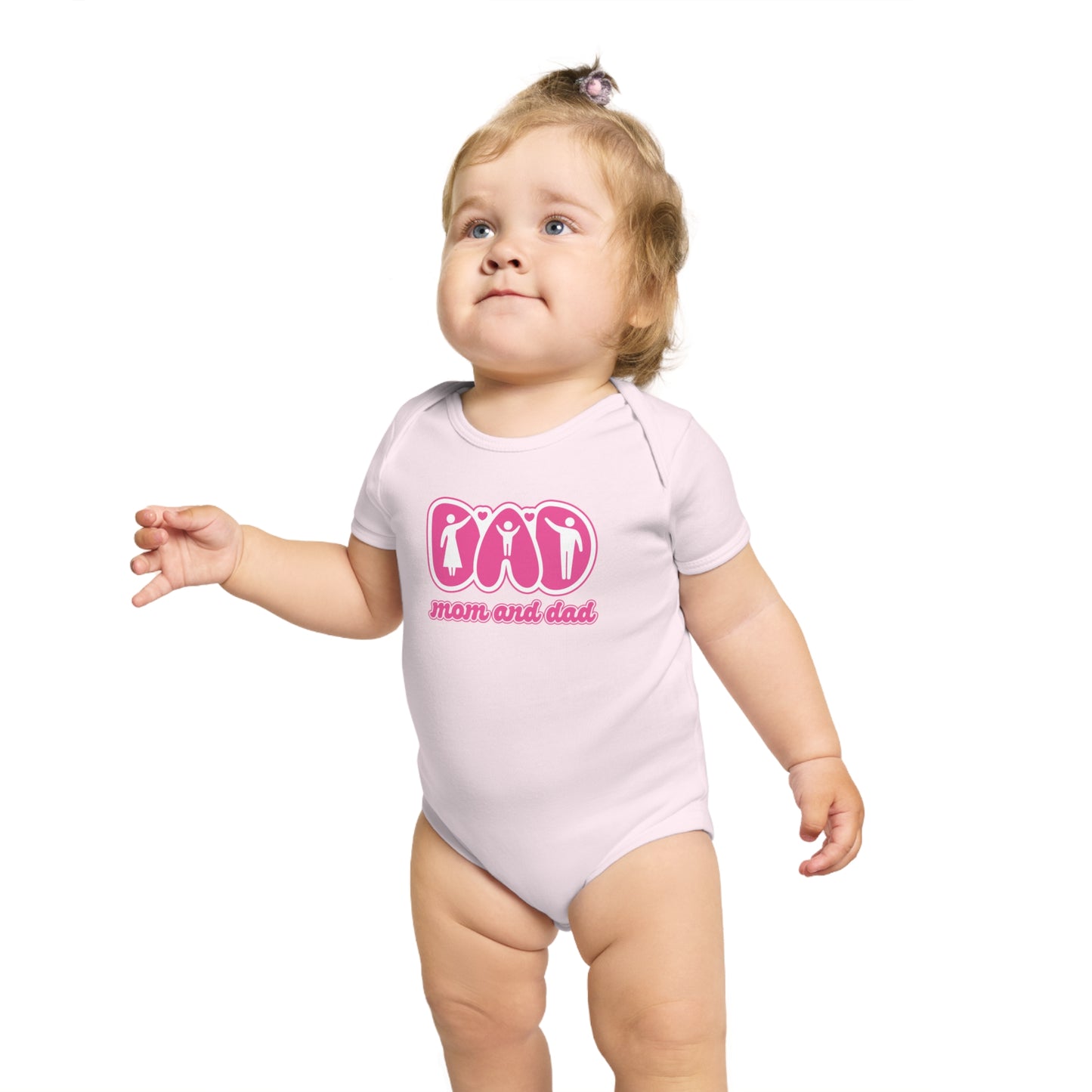 Cute Mom and Dad Short Sleeve Baby Bodysuit