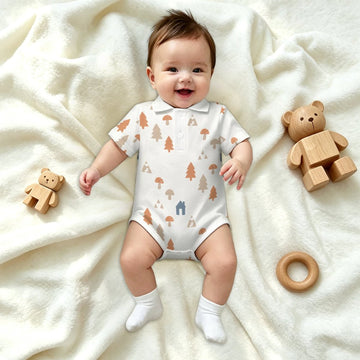 Baby Woodland Print Polo Romper
