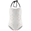 Cute Geometric Print Tie-Neck Sports Swimsuit for Girls