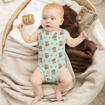 Cute Cotton Baby Fox Print Sleeveless Romper