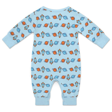 Space Rocket Print Long Sleeve Baby Onesie | Custom AOP