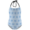 Girls' Blue Elephant Halter One-Piece Swimsuit