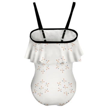 Girls' Geometric Print Contrast Strap Swimsuit