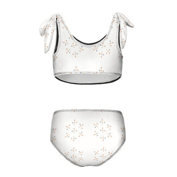 Girls' Geometric Print Tie-Strap Beach Sports Swimsuit