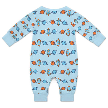 Outer Space Rocket Long Sleeve Baby Romper | 180gsm