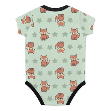 Cute Fox Print Short Sleeve Baby Romper | 220gsm