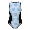 Cute Blue Elephant Zippered One-Piece Swimsuit