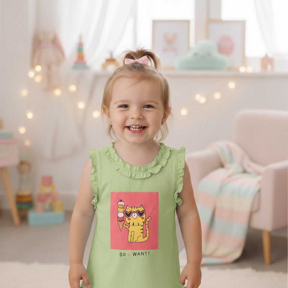 Ice Cream Cat Ruffle Tank