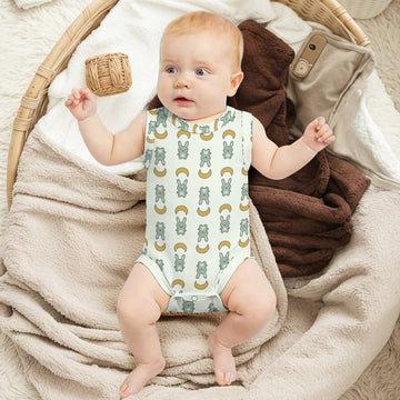Cute Baby Bunny & Moon Tank Sleeveless Romper