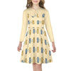 Cute Teddy Bear Girls Long Sleeve Dress | Peter Pan Collar