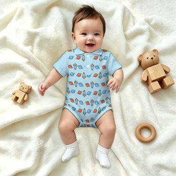 200gsm Baby Short Sleeve Polo Romper | All-Over Print