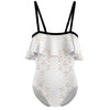 Girls' Geometric Print Contrast Strap Swimsuit