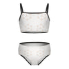 Girls' White Geometric High Waist 2-Piece Swimwear