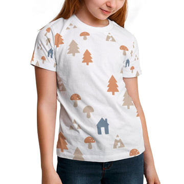 Unisex Kids' White Forest Print Graphic Tee