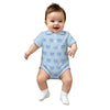 Baby Blue Elephant Print Polo Romper (200GSM)
