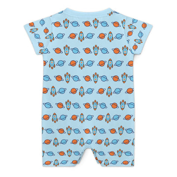 Outer Space Rocket Short Sleeve Baby Romper | 180gsm