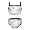 Girls' White Forest Pattern Cami Bikini Set