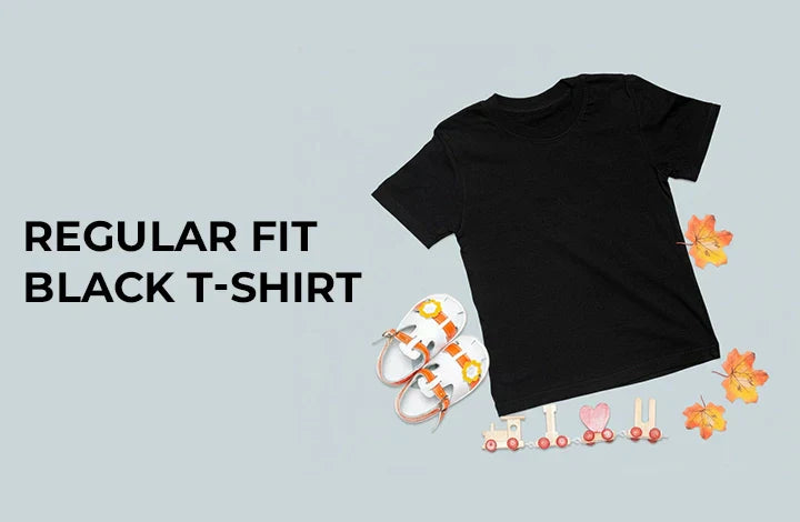 aapon clothing Regular Fit Black T-Shirt: How It Should Fit Kids