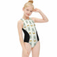 Cute Bunny & Moon Zip Back One-Piece Girls Swimsuit