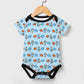 Outer Space Rocket Short Sleeve Baby Romper | 220gsm