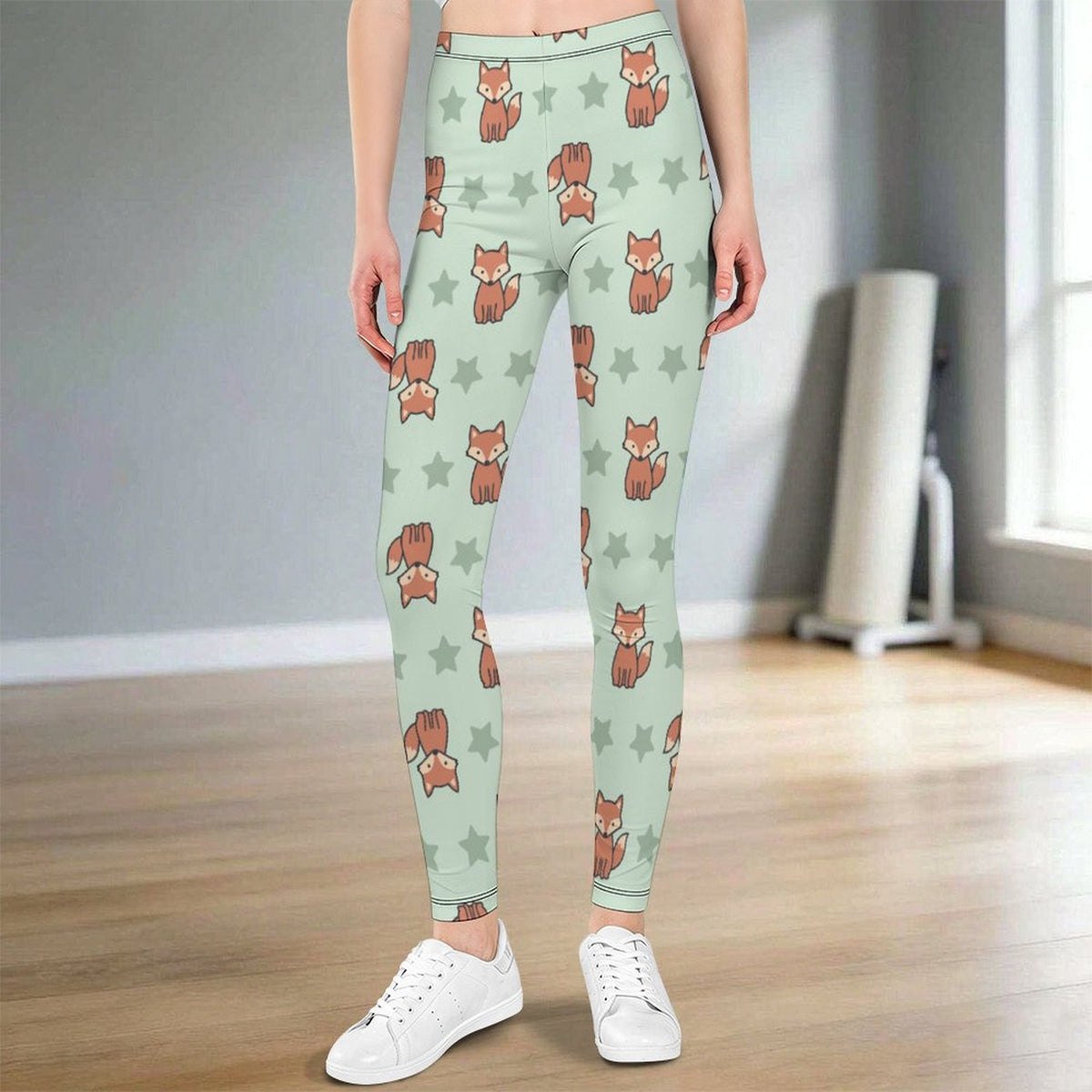 Girls Cute Fox Print Yoga Leggings