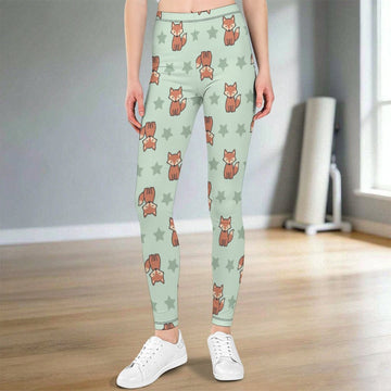 Girls Cute Fox Print Yoga Leggings