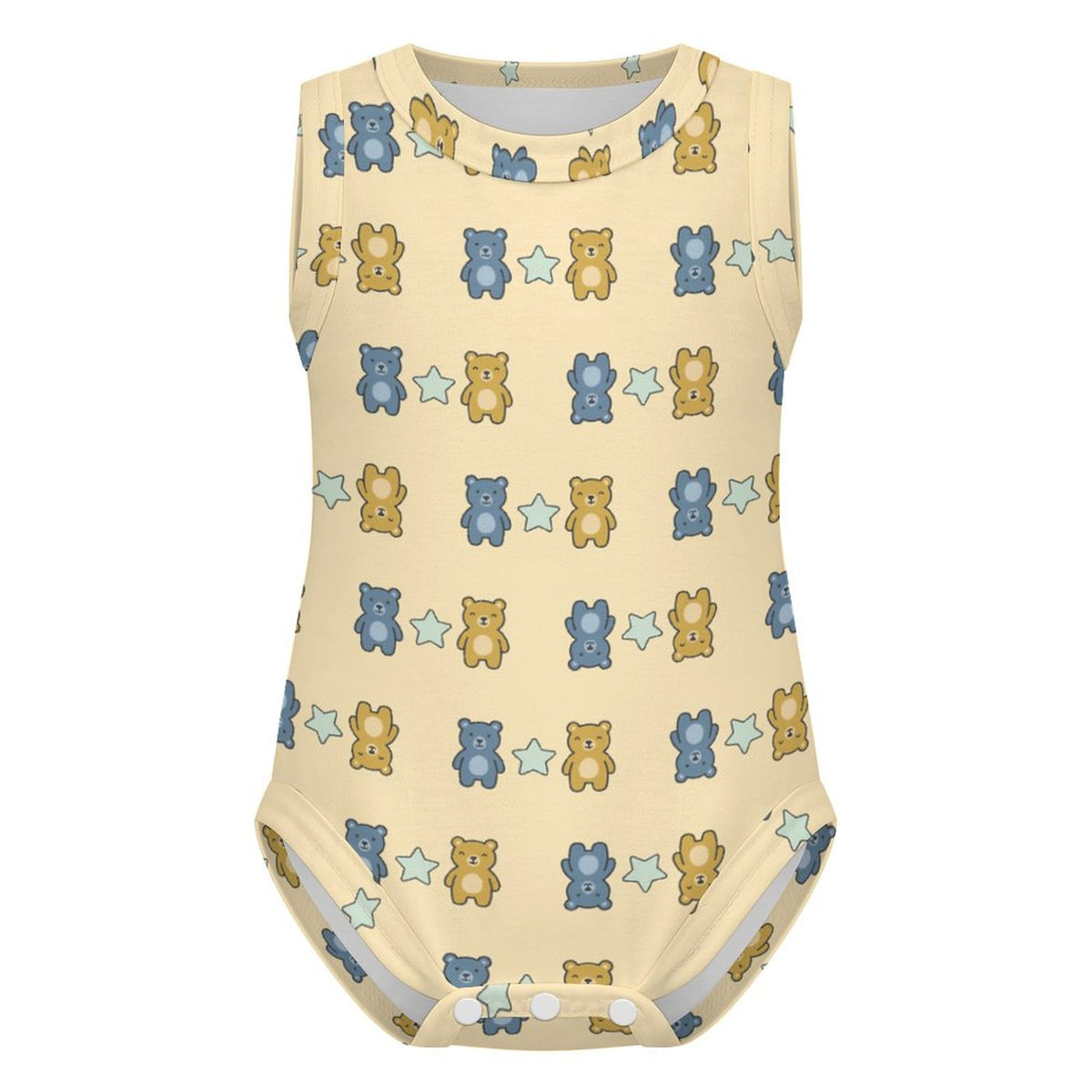Cute Baby Sleeveless Bear Print Romper Bodysuit
