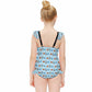 Outer Space Rocket Double Ruffle Girls Swimsuit