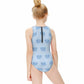 Cute Blue Elephant Zippered One-Piece Swimsuit