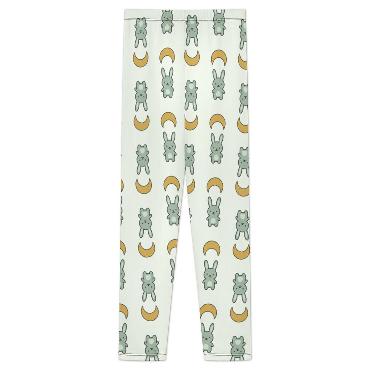 Girls Cute Bunny & Moon Print Yoga Leggings