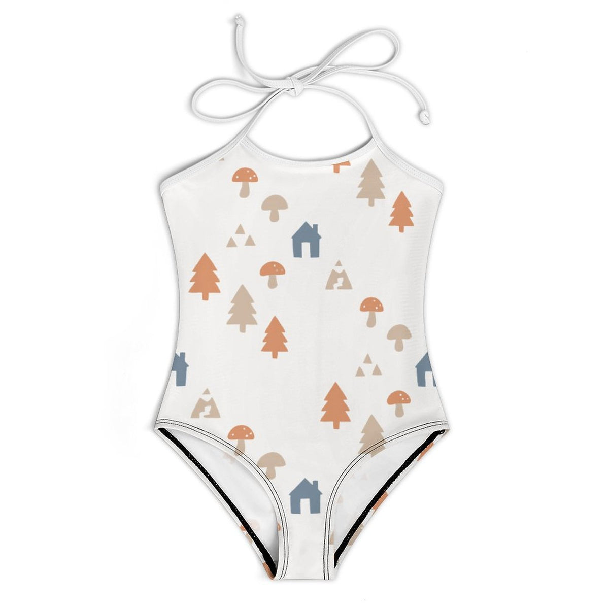 Girls' White Woodland Print Cami Bathing Suit