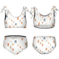 Girls' White Forest Pattern Tie Strap Bikini Set