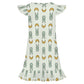 Girls Cute Bunny & Moon Print Ruffle Nightgown