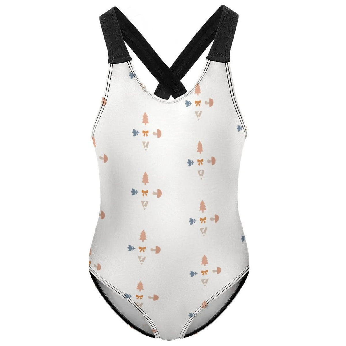 Girls' Geometric Print Cross-Back One-Piece Swimsuit