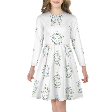 Girls' Geometric Star Long Sleeve Dress