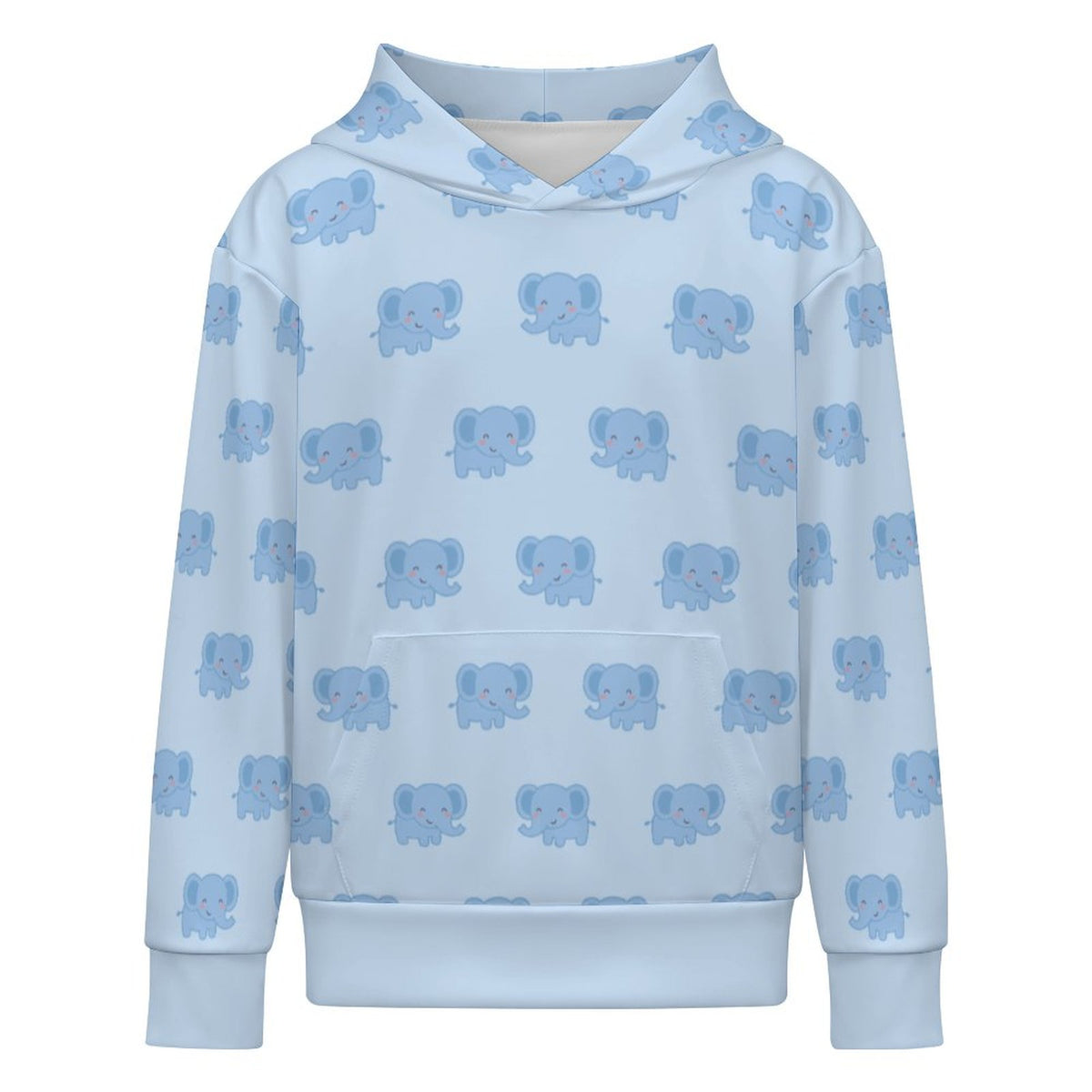 Kids' Light Blue Elephant Pattern Hoodie Sweatshirt